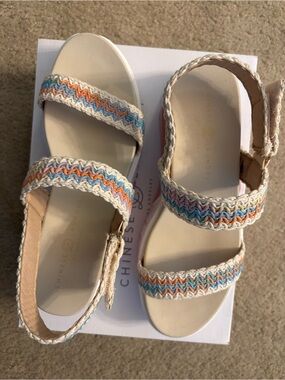 Chinese Laundry Everly Crochet
platform Sandals Pastel Woven Stretchy Straps